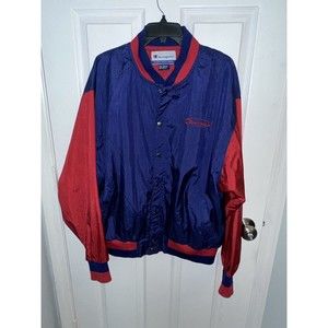Vintage Champion Nylon Bomber Jacket Men’s XL Red Blue Baseball